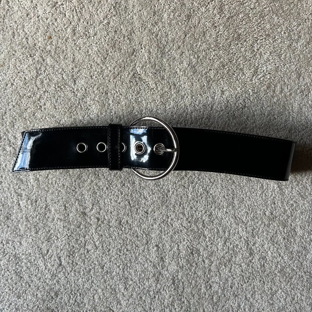 Ann Taylor Black Patent Leather Belt NWT Size XS
